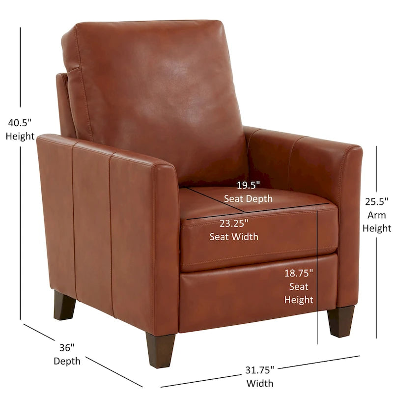 Fauteuil inclinable moderne Pablo Caramel en similicuir caramel