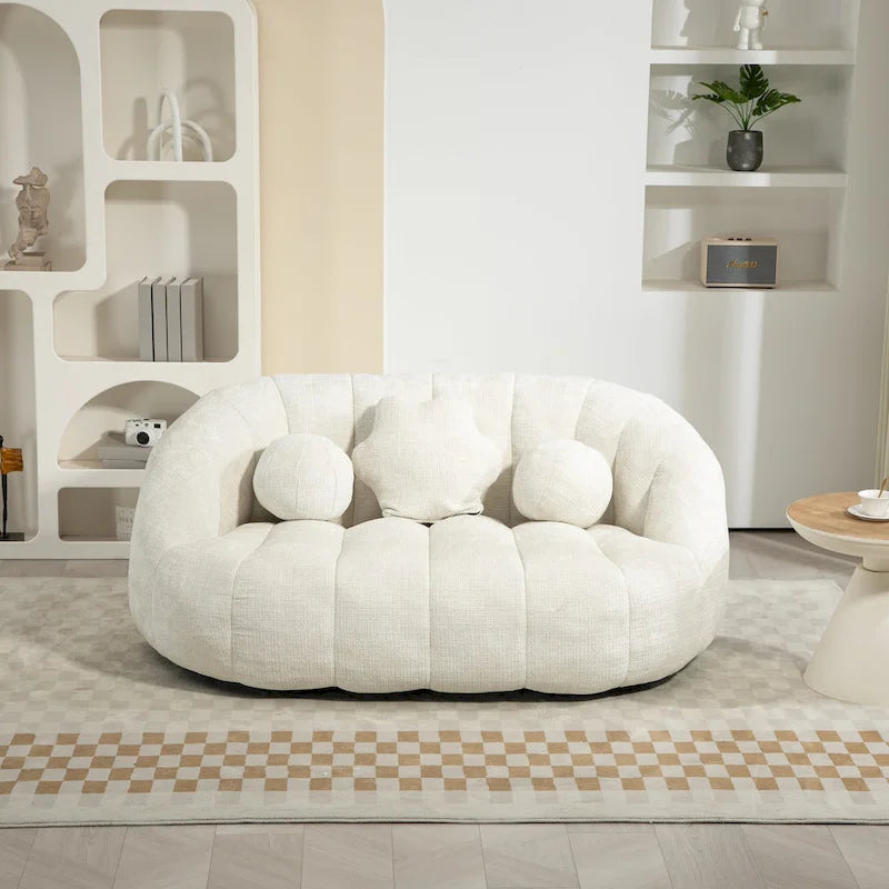 Fauteuil lounge blanc 63,78 recouvert de chenille et garni de mousse haute densité