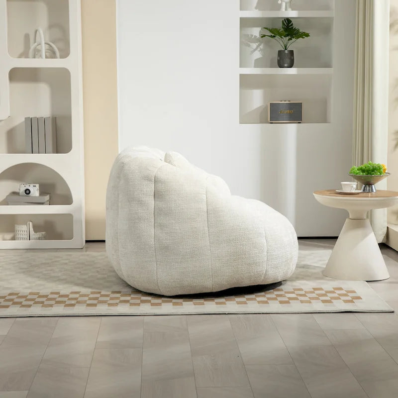 Fauteuil lounge blanc 63,78 recouvert de chenille et garni de mousse haute densité