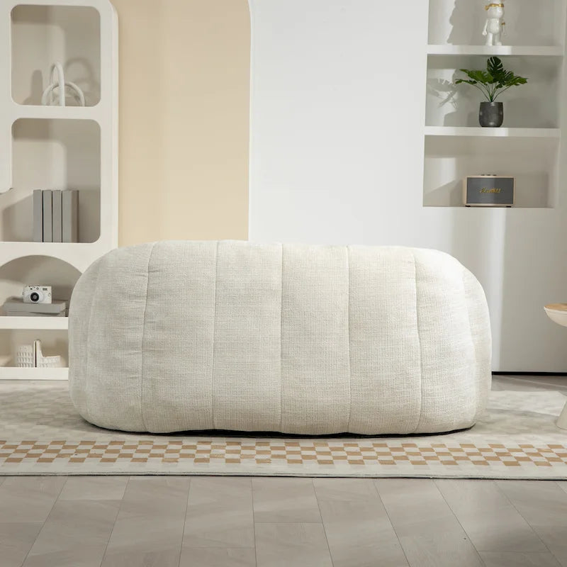 Fauteuil lounge blanc 63,78 recouvert de chenille et garni de mousse haute densité