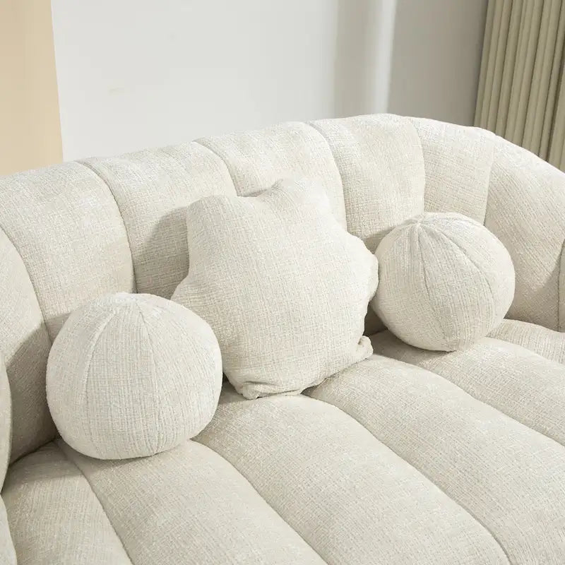 Fauteuil lounge blanc 63,78 recouvert de chenille et garni de mousse haute densité