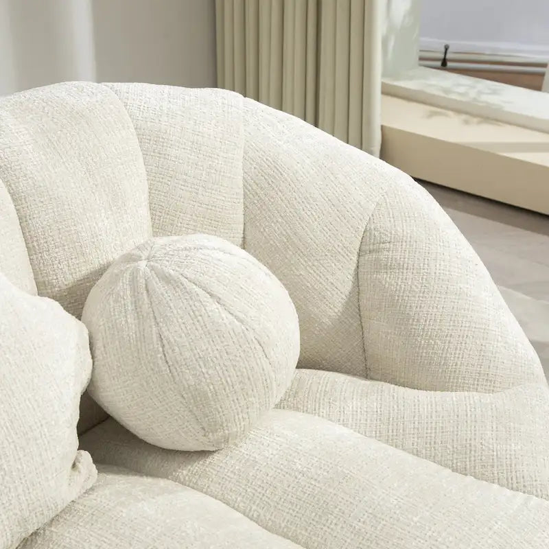 Fauteuil lounge blanc 63,78 recouvert de chenille et garni de mousse haute densité
