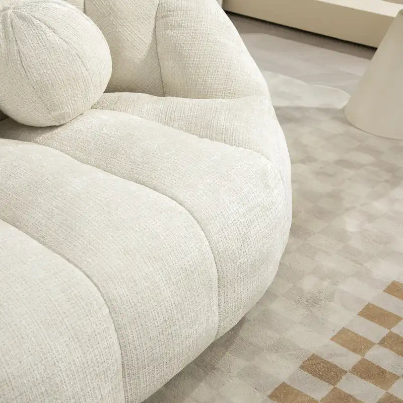 Fauteuil lounge blanc 63,78 recouvert de chenille et garni de mousse haute densité