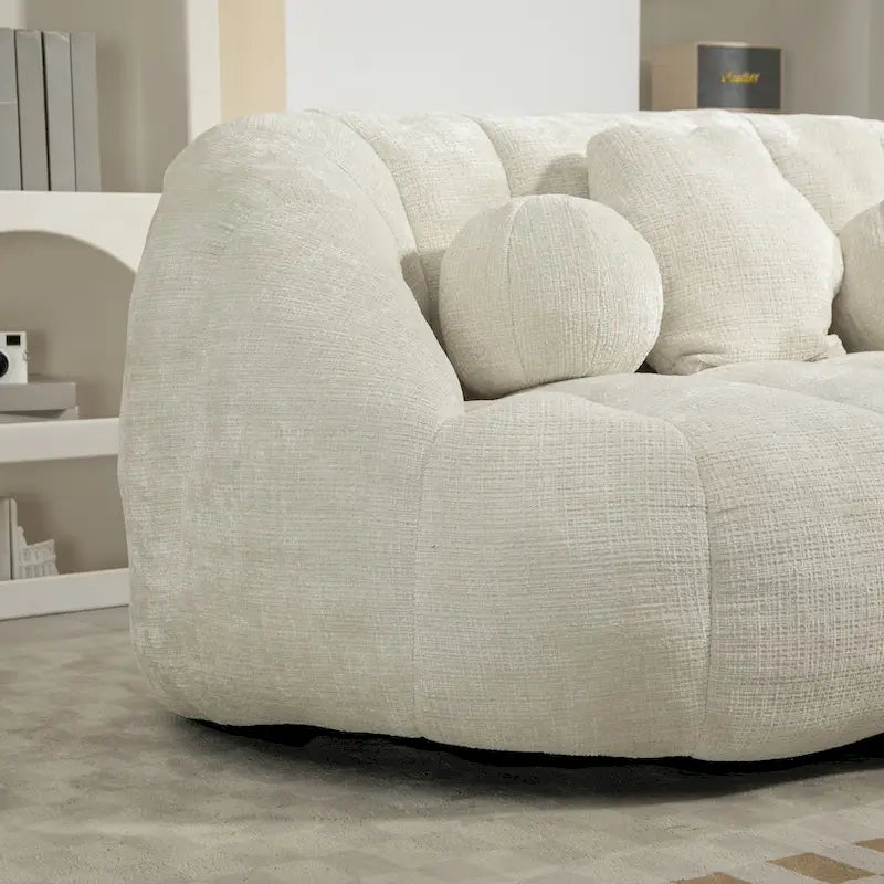 Fauteuil lounge blanc 63,78 recouvert de chenille et garni de mousse haute densité