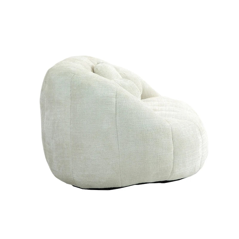 Fauteuil lounge blanc 63,78 recouvert de chenille et garni de mousse haute densité
