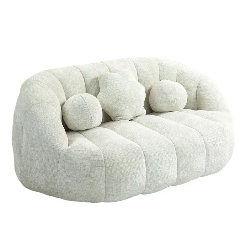 Fauteuil lounge blanc 63,78 recouvert de chenille et garni de mousse haute densité