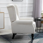 Fauteuil d'appoint moderne blanc crème à dossier haut capitonné de 74,4 cm (29,3 po) avec dossier à oreilles