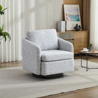 Fauteuil pivotant d'appoint en chenille blanche et noire de 80 cm avec structure en bois massif