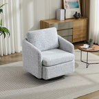 Fauteuil pivotant d'appoint en chenille blanche et noire de 80 cm avec structure en bois massif