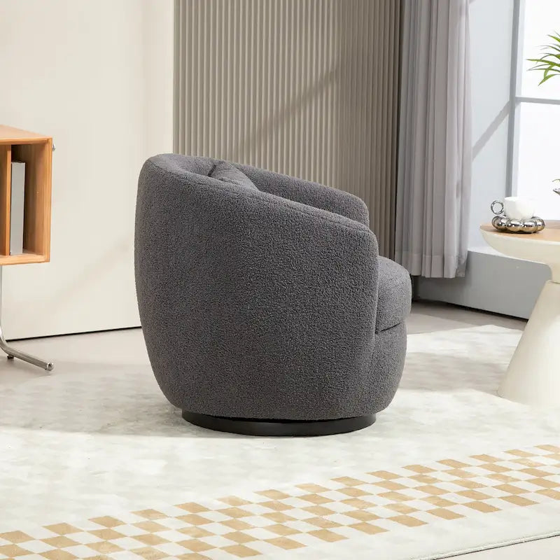 Fauteuil pivotant rembourré avec rangement, style moderne, pour salon, chambre, bureau ou coin lecture.