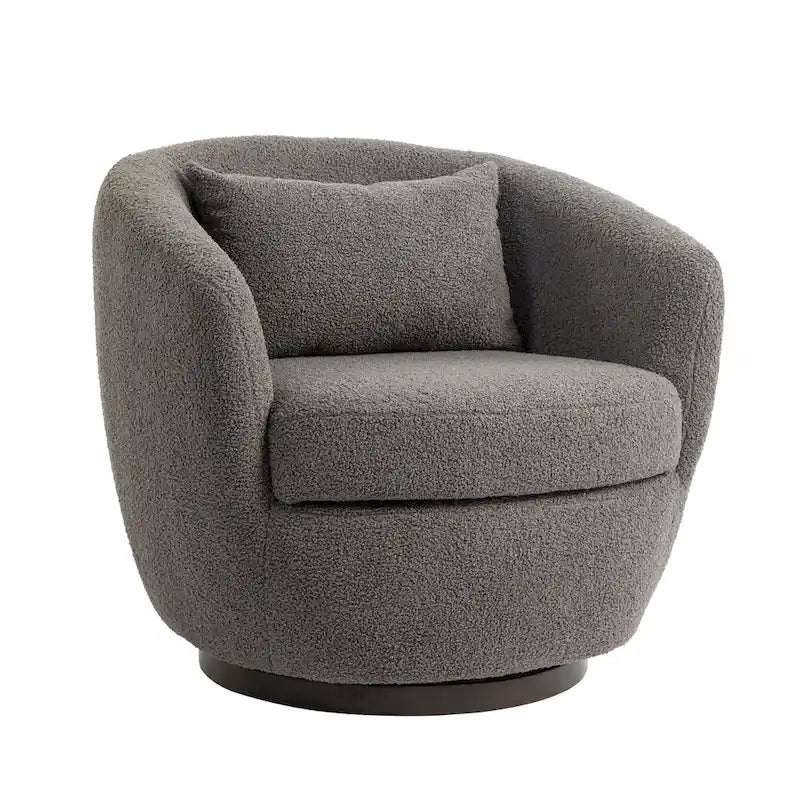 Fauteuil pivotant rembourré avec rangement, style moderne, pour salon, chambre, bureau ou coin lecture.