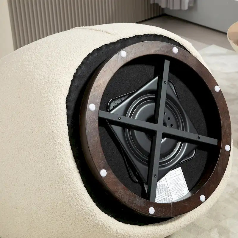 Fauteuil pivotant rembourré avec rangement, style moderne, pour salon, chambre, bureau ou coin lecture.