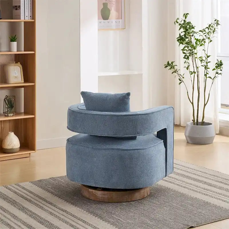 Fauteuil pivotant d'appoint de 29,1 cm avec base en bois vieilli