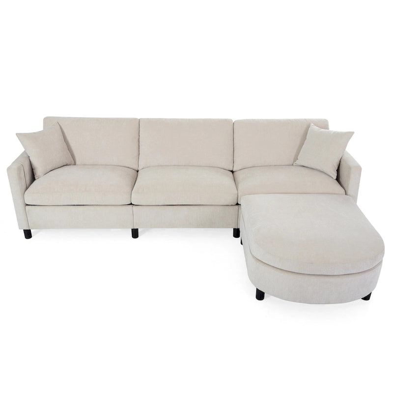 Canapé 4 places spacieux beige 107,87 avec pouf amovible