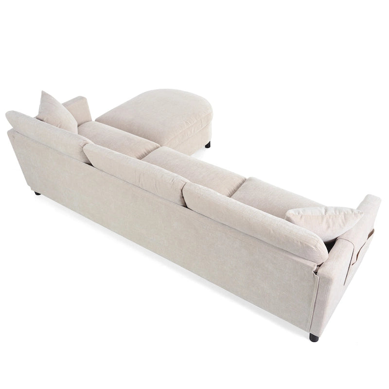 Canapé 4 places spacieux beige 107,87 avec pouf amovible