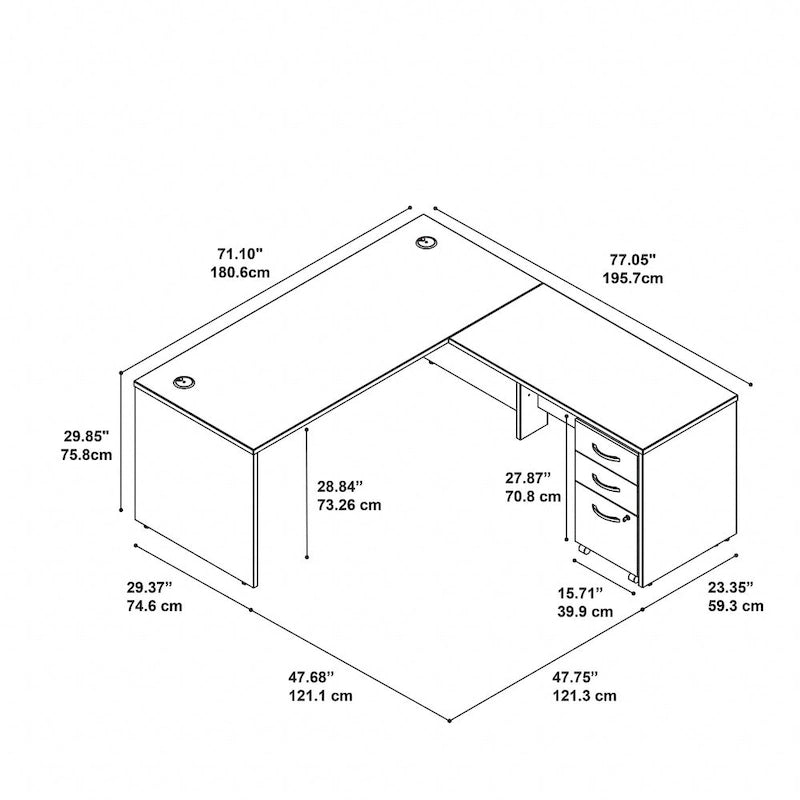 Bureau en L avec tiroirs Série C 72W de Bush Business Furniture