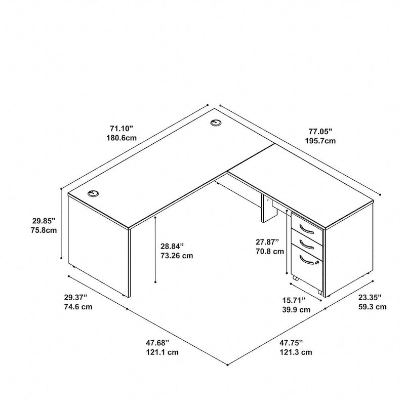 Bureau en L avec tiroirs Série C 72W de Bush Business Furniture