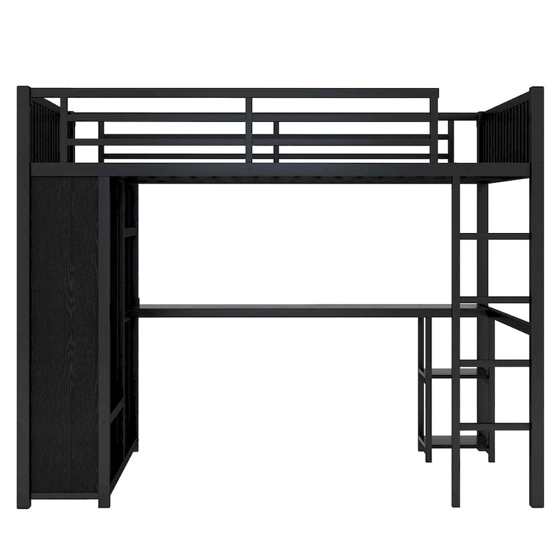 Cadre de lit mezzanine XL avec armoire intégrée