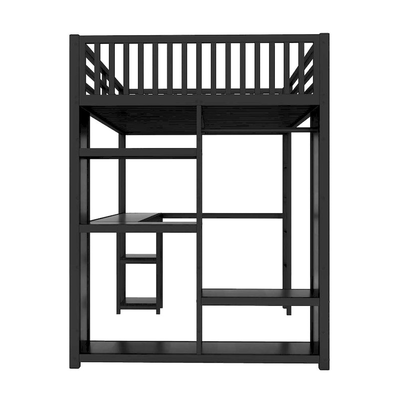 Cadre de lit mezzanine XL avec armoire intégrée