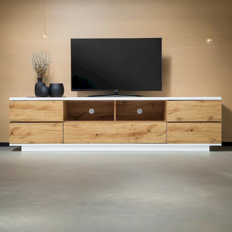 Adley 80-Inch Modern TV Stand with Concealed Storage by GDFStudio