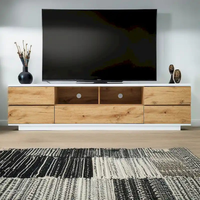 Meuble TV moderne Adley de 80 pouces avec rangement dissimulé par GDFStudio