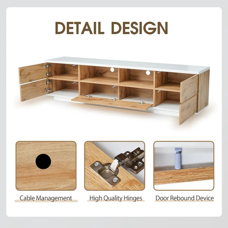 Meuble TV moderne Adley de 80 pouces avec rangement dissimulé par GDFStudio