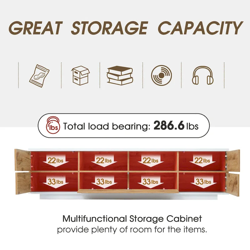 Meuble TV moderne Adley de 80 pouces avec rangement dissimulé par GDFStudio