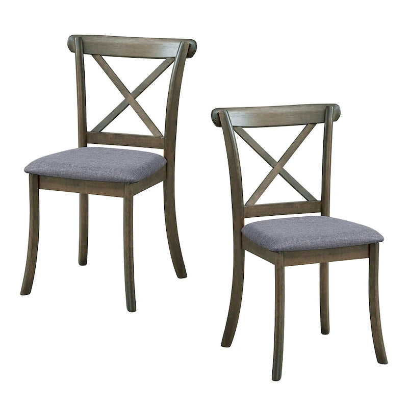 Ensemble de 2 chaises de salle à manger en bois à dossier en X