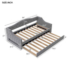 Lit de jour rembourré pour lit simple XL avec ceinture LED et lit gigogne, gris