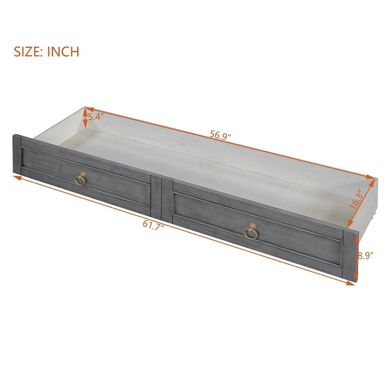 Lit escamotable Queen avec grands tiroirs