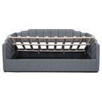 Lit de jour rembourré avec rangement escamotable et barrière de sécurité irrégulière, canapé-lit deux places pour chambre ou salon