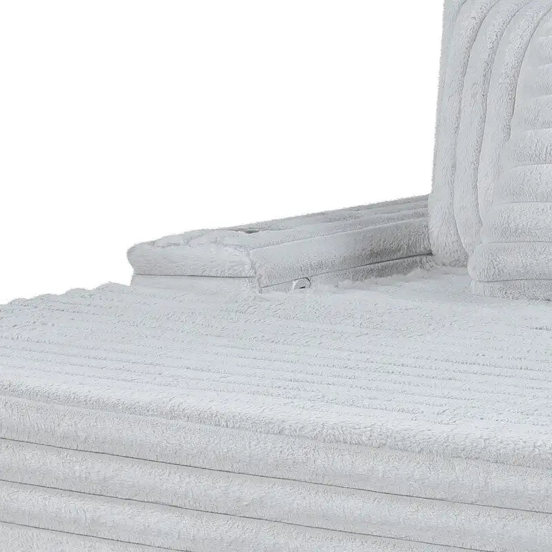 Fauteuil méridienne surdimensionné en velours côtelé Symphony 67W avec porte-gobelets et port de chargement USB