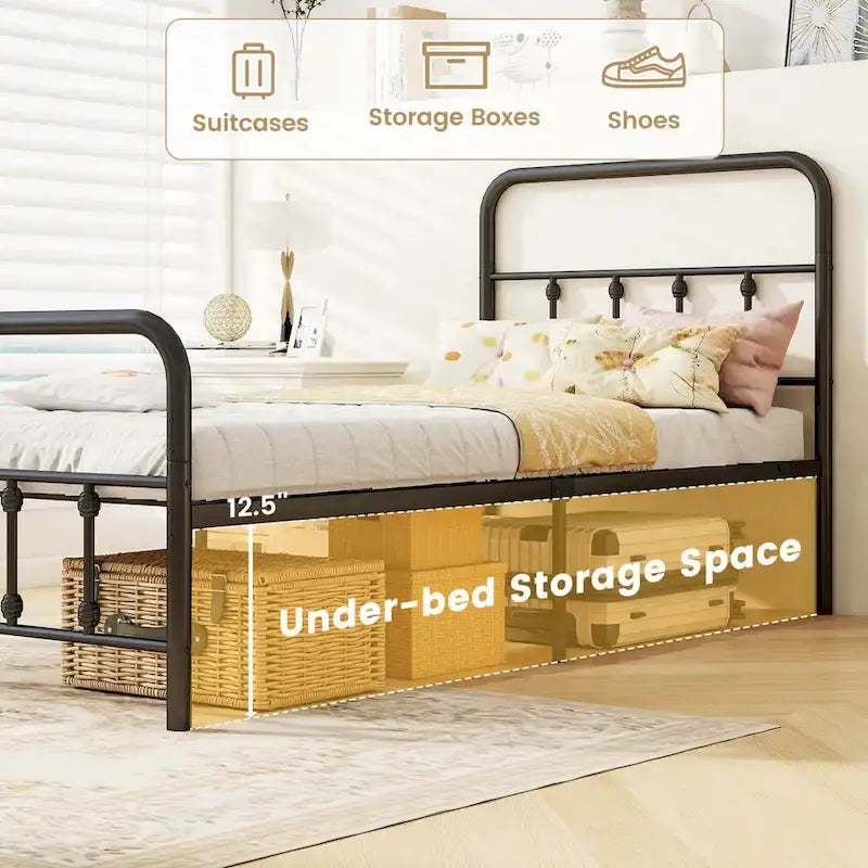 Cadre de lit Costway pour lit double/queen/king avec tête de lit intégrée