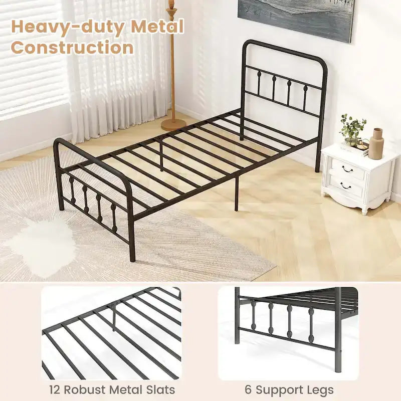 Cadre de lit Costway pour lit double/queen/king avec tête de lit intégrée