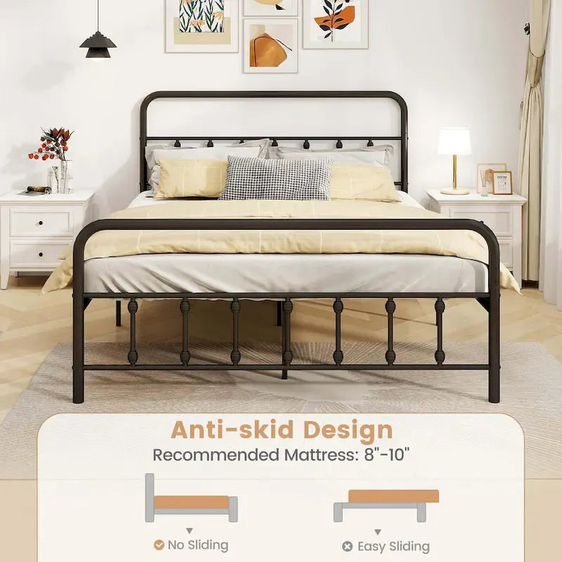 Cadre de lit Costway pour lit double/queen/king avec tête de lit intégrée