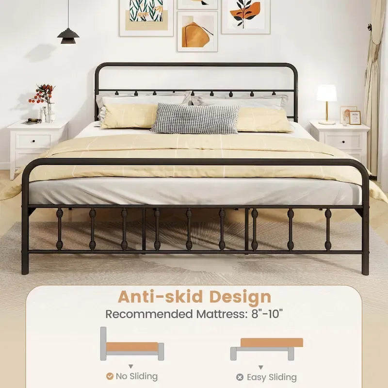 Cadre de lit Costway pour lit double/queen/king avec tête de lit intégrée