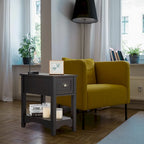 Gymax Lot de 2 tables d'appoint contemporaines compactes avec tiroir - 13 x 22 x 23 (L x l x H)