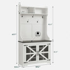 Banc d'entrée de style ferme de 42 pouces de large avec porte-manteau et armoire de vestiaire