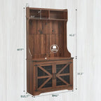 Banc d'entrée de style ferme de 42 pouces de large avec porte-manteau et armoire de vestiaire