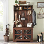 Banc d'entrée de style ferme de 42 pouces de large avec porte-manteau et armoire de vestiaire