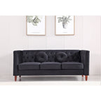 Canapé Chesterfield classique en velours avec pieds en bois, US PRIDE FURNITURE