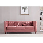 Canapé Chesterfield classique en velours avec pieds en bois, US PRIDE FURNITURE