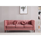 Canapé Chesterfield classique en velours avec pieds en bois, US PRIDE FURNITURE