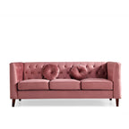 Canapé Chesterfield classique en velours avec pieds en bois, US PRIDE FURNITURE