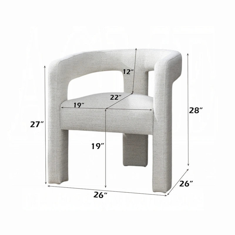 Ensemble de 2 chaises de salle à manger d'appoint, en tissu bouclé texturé blanc cassé, dossier incurvé