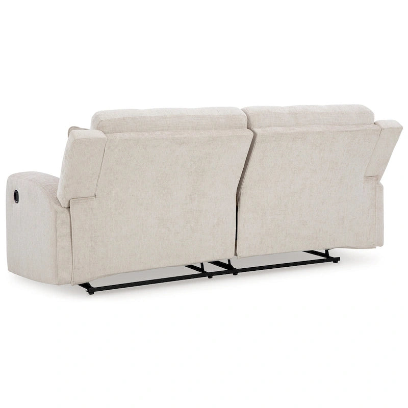 Canapé inclinable manuel Genna, polyester beige clair, 2 coussins, 221 cm