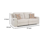 Canapé inclinable manuel Genna, polyester beige clair, 2 coussins, 221 cm