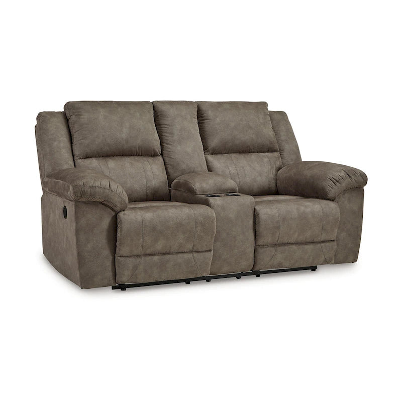 Fauteuil inclinable manuel double Larson, canapé deux places surdimensionné, similicuir marron