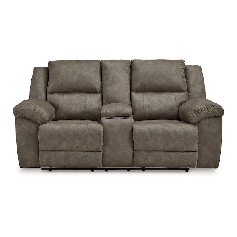 Fauteuil inclinable manuel double Larson, canapé deux places surdimensionné, similicuir marron