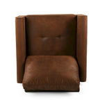 Fauteuil d'appoint Ada, dossier rembourré, motif en microfibre marron texturée